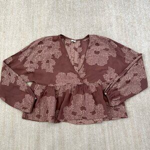 Aritzia Wilfred Augustine Peplum Long Sleeve Blouse Top M Sheer